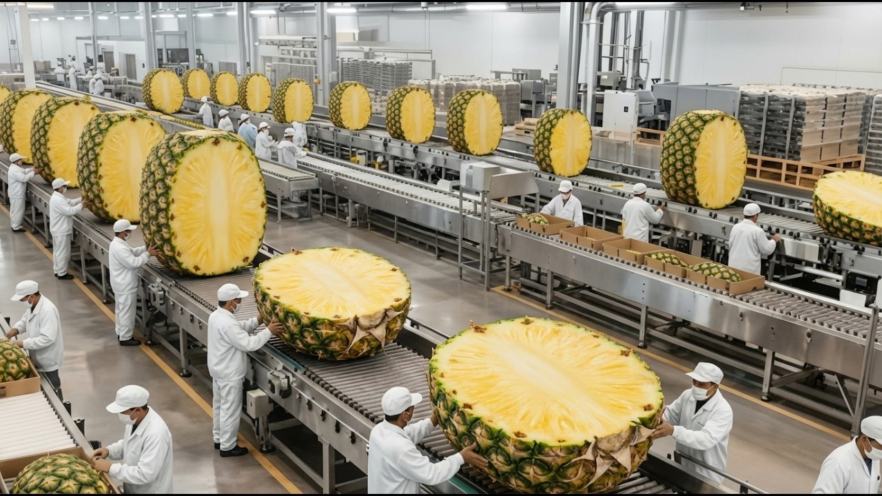 Inside the Modern Pineapple Factory: Satisfying Industrial Food Manufacturing.🍍🍍🍍