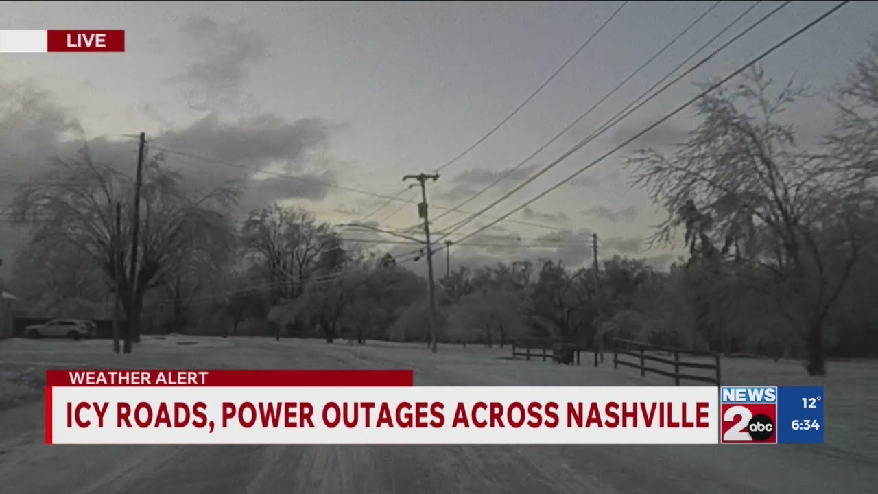 Icy roads plus power outages continue across Nashville