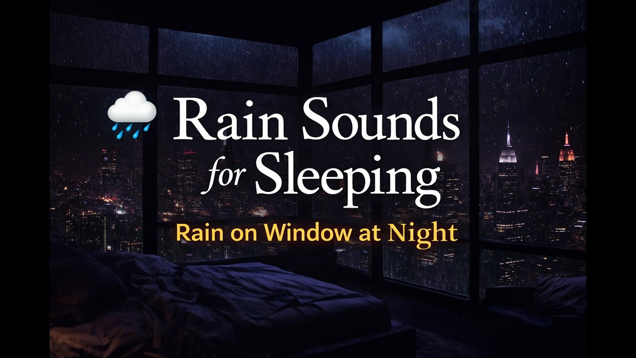 Rain Sounds for Sleeping 🌧️ Rain on Window at Night | Dark City Ambience for Insomnia