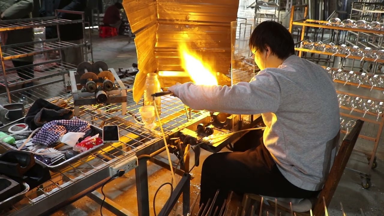 1,200&deg;C Molten Glass to Perfection 🔥 #factory #glassmaking