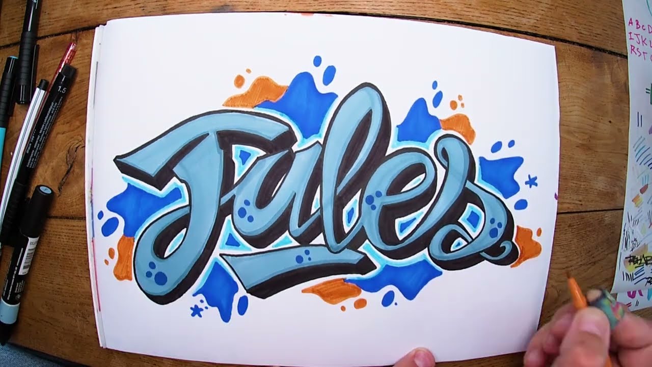Je dessine votre prénom en graff - dessin graffiti - Jules