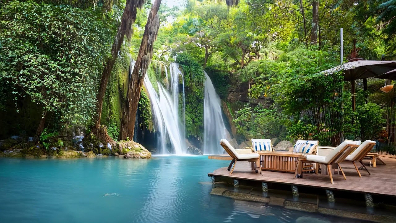 ☕ Kyushu Waterfall Jazz Music Coffee Lounge | 3+ Hours of Relaxing Music  九州の滝 Vol.15