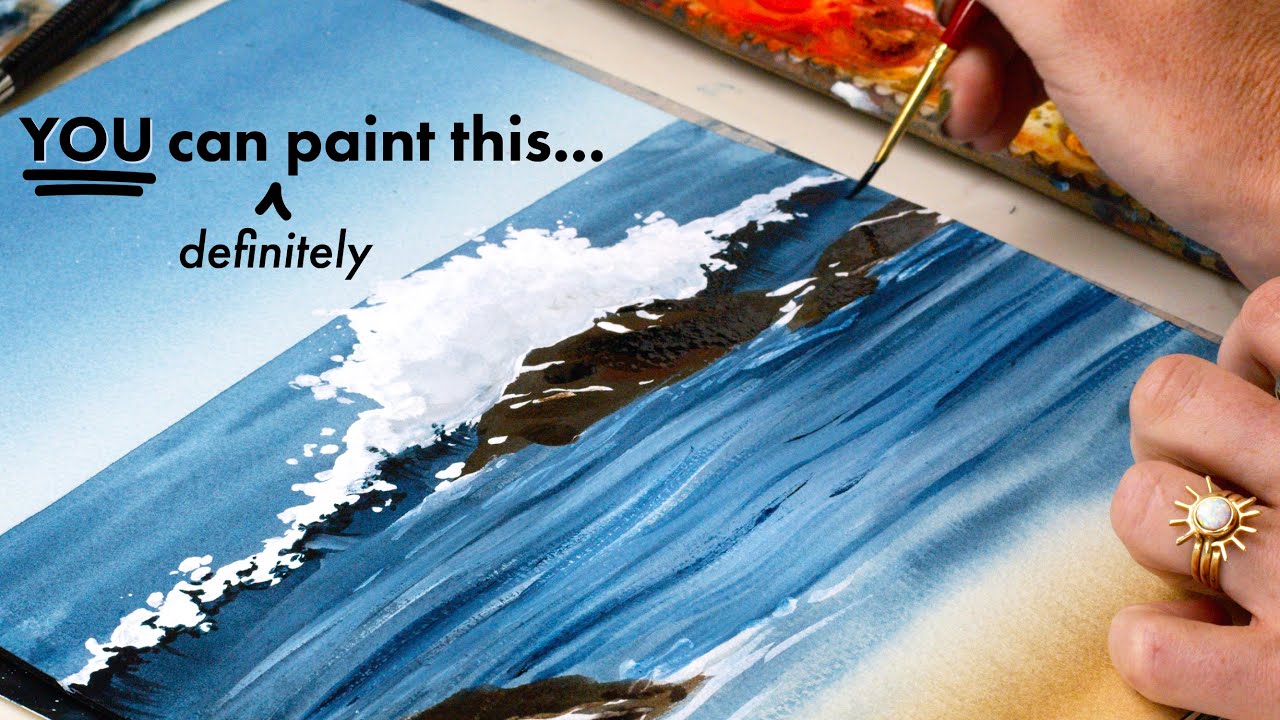 How to Paint a SIMPLE Ocean Landscape with Watercolor!