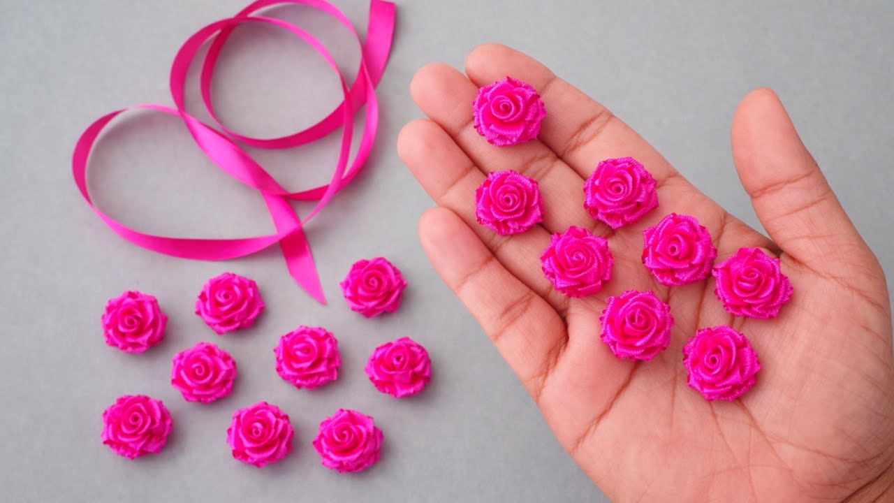 Ribbon Flowers / How to make ribbon flowers / Easy making with needle / Amazing Ribbon Tricks
