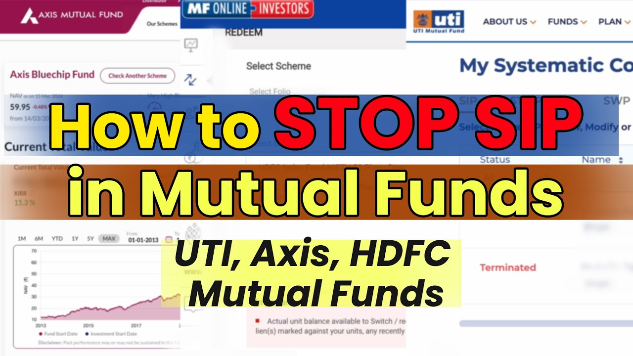 How to Stop SIP in Mutual Funds Online (In UTI, Axis & HDFC Mutual Funds)