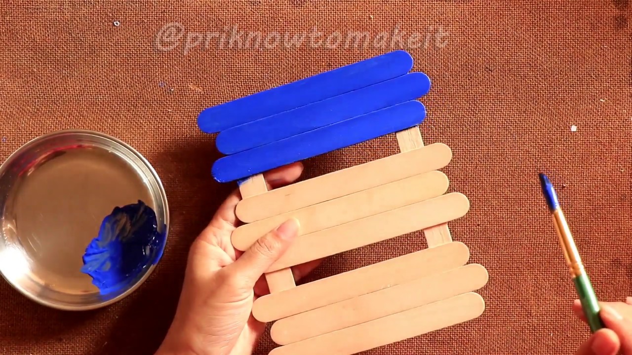 Diy winter room decor, Popsicle stick wall hanging | Ice cream stick craft for winters, wall hanging