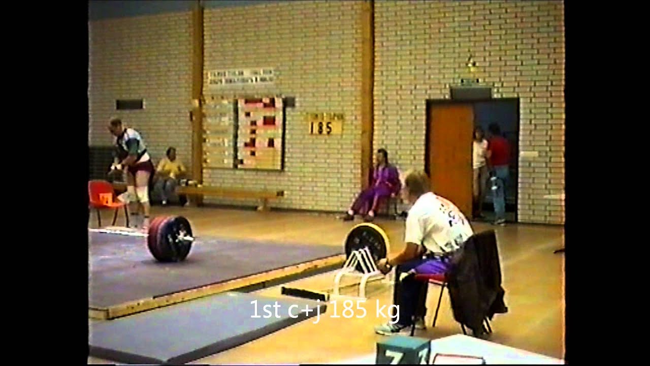 Arto Savonen clean and jerking 202,5 kg in Ivalo on 1990