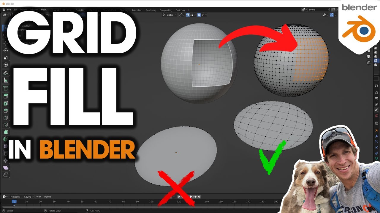ЗАПОЛНЕНИЕ ДЫР В СЕТКАХ С ПОМОЩЬЮ Grid Fill в Blender!
