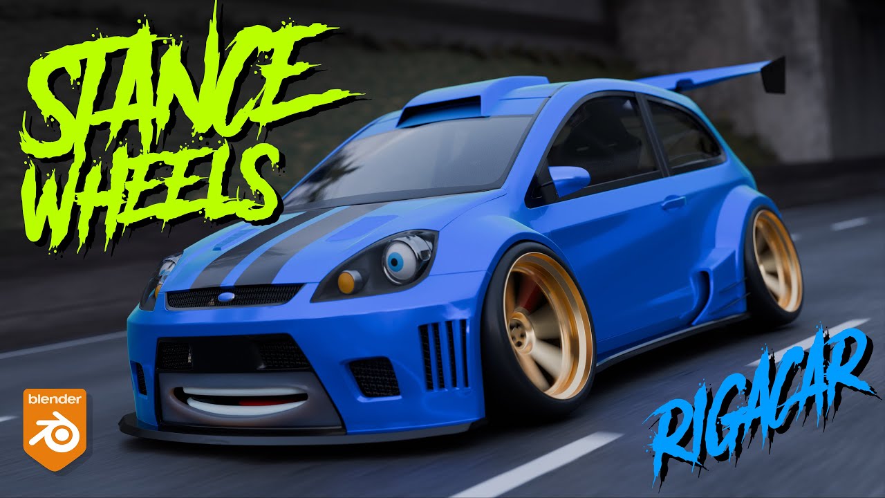 How to Camber Wheels using Rigacar Addon in Blender