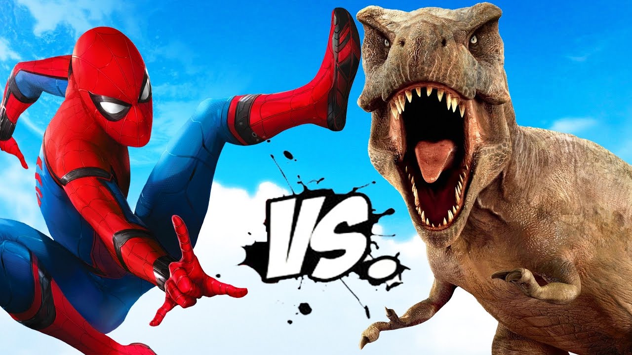 SPIDERMAN VS T-REX - TYRANNOSAURUS REX VS SPIDER-MAN