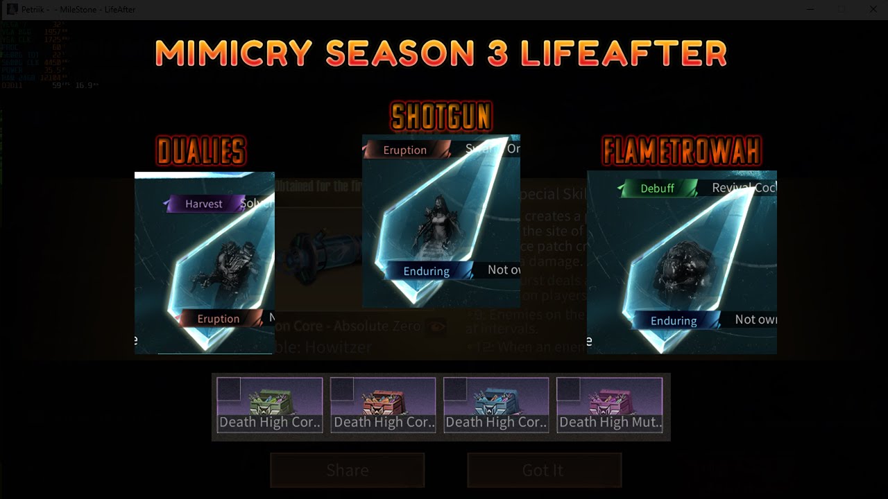 LIFEAFTER LIVESTREAM - NEW MIMIC S3, Easy Simple Survival EXPLORE , GETTIN FS FOR LV70 PART 2 !