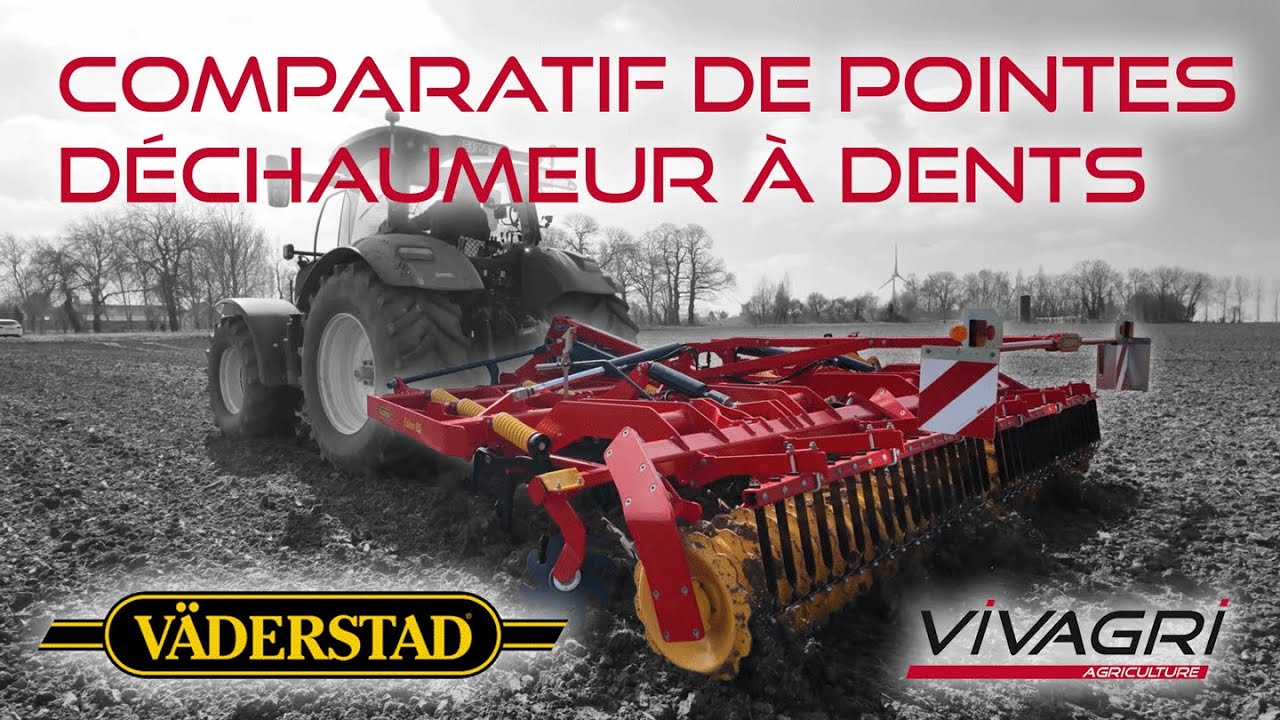 On teste plusieurs pointes sur un d&eacute;chaumeur &agrave; dents Vaderstad !