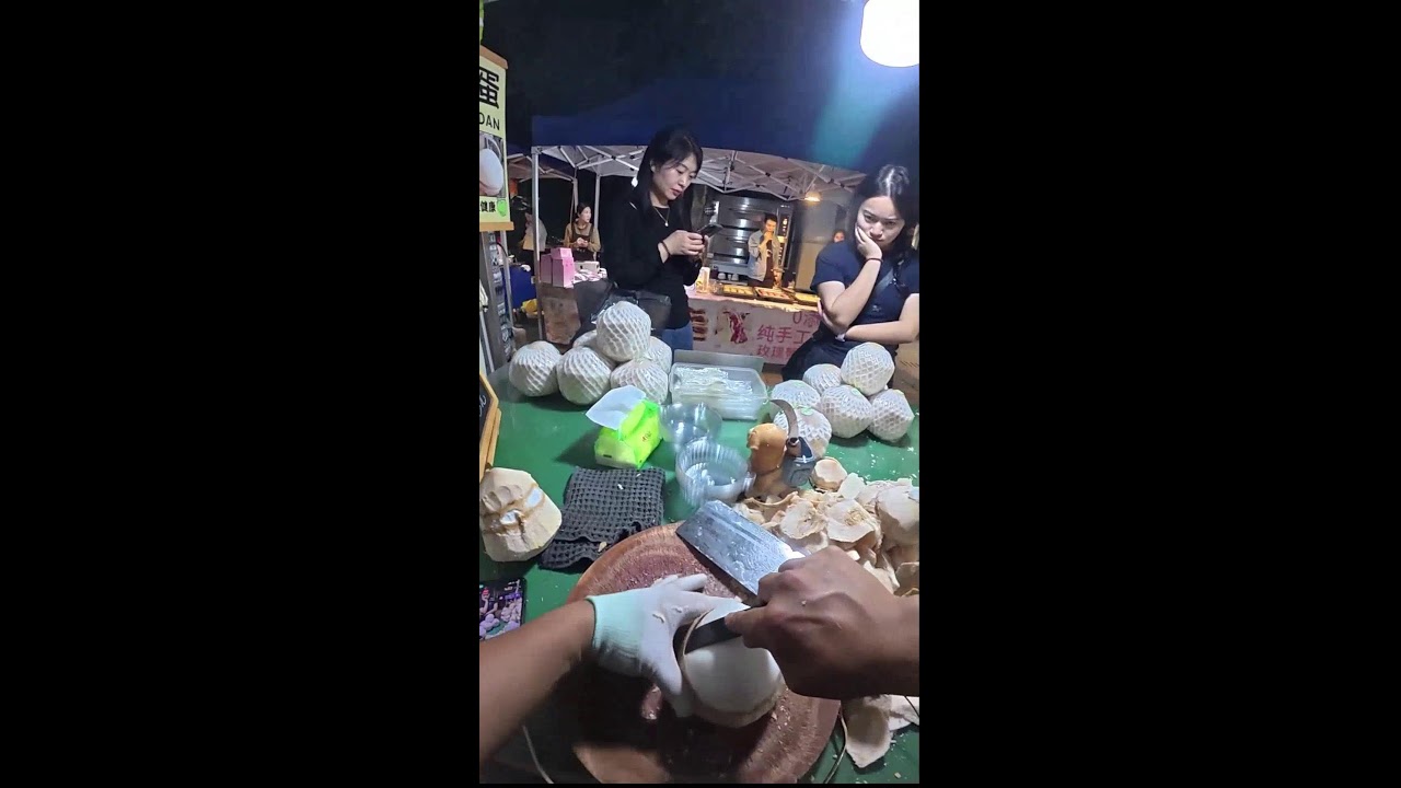 Uncut POV | Coconut Shell Peeling & Whole Fruit Sales | Real-Time Vendor Rhythm