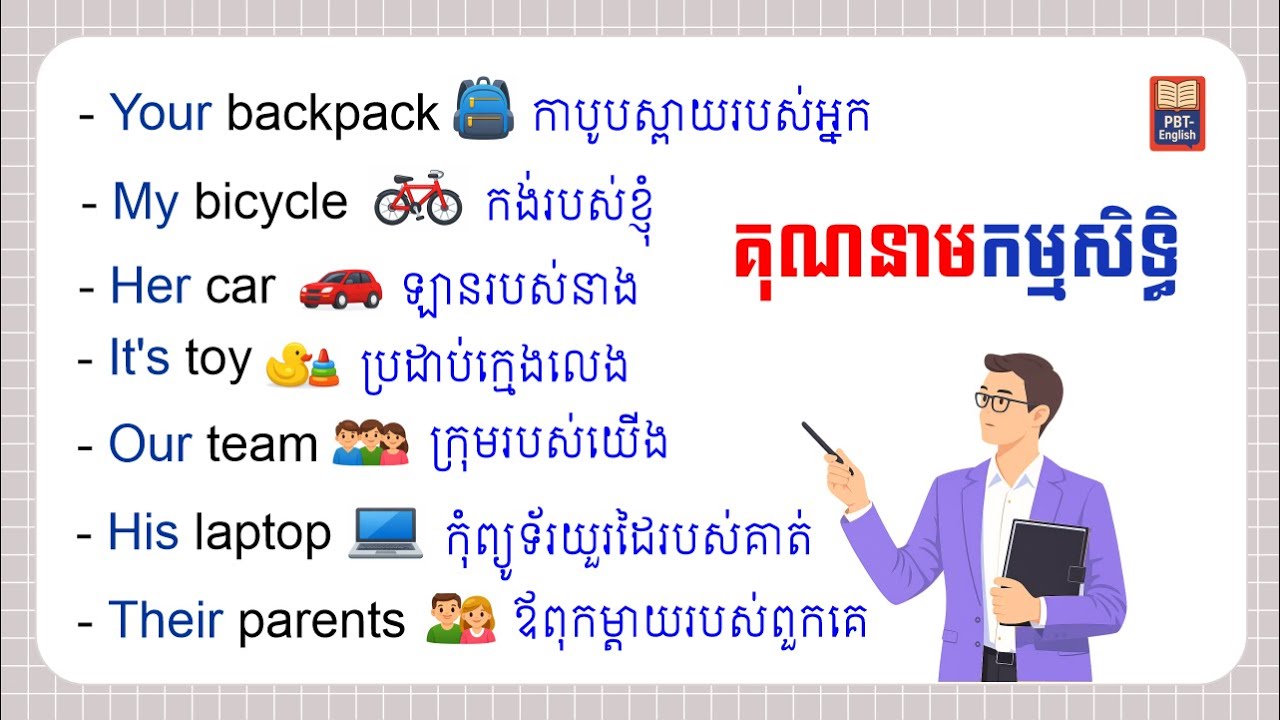 គុណនាម Possessive Adjectives  My, Your, His  Easy English for Beginners