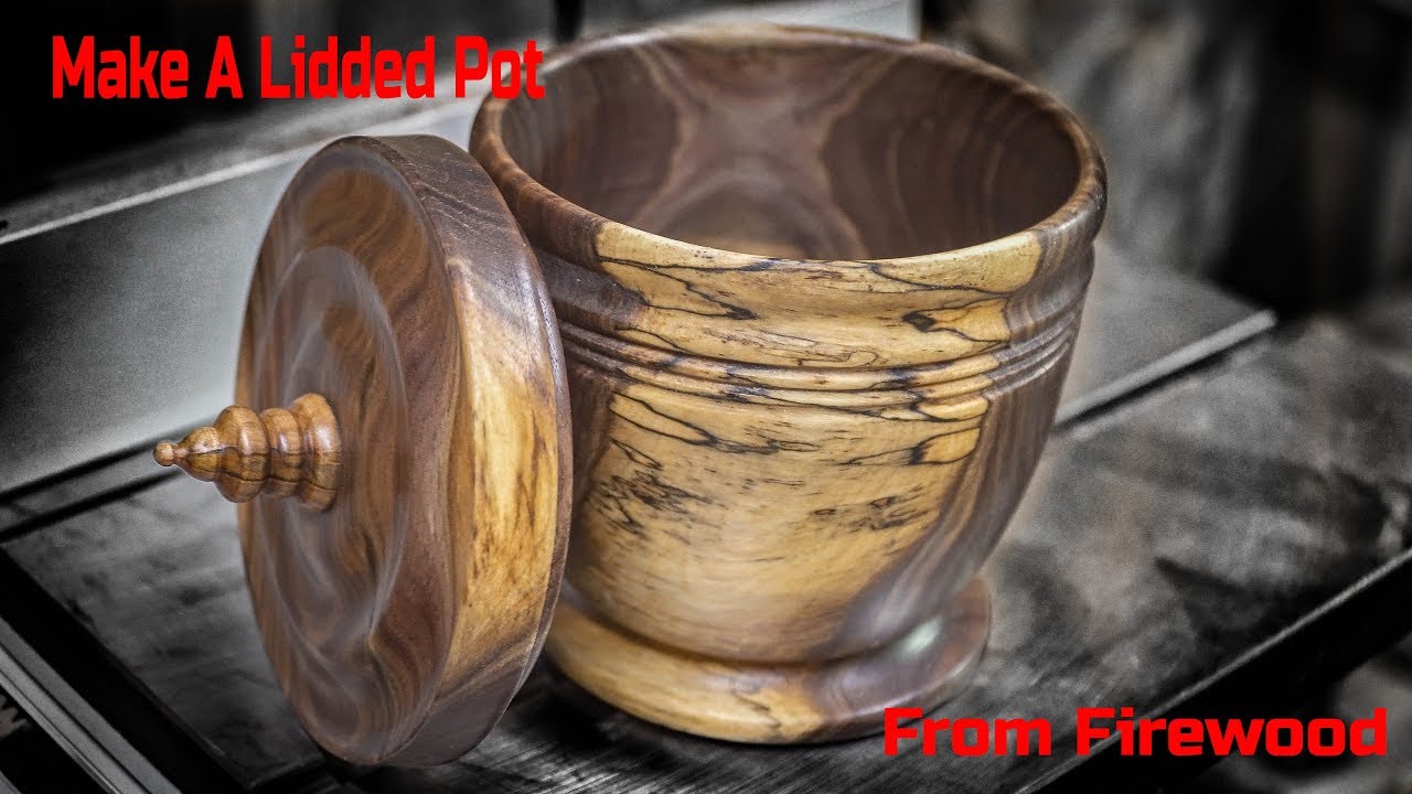 Making a Lidded Pot From Firewood (4k)
