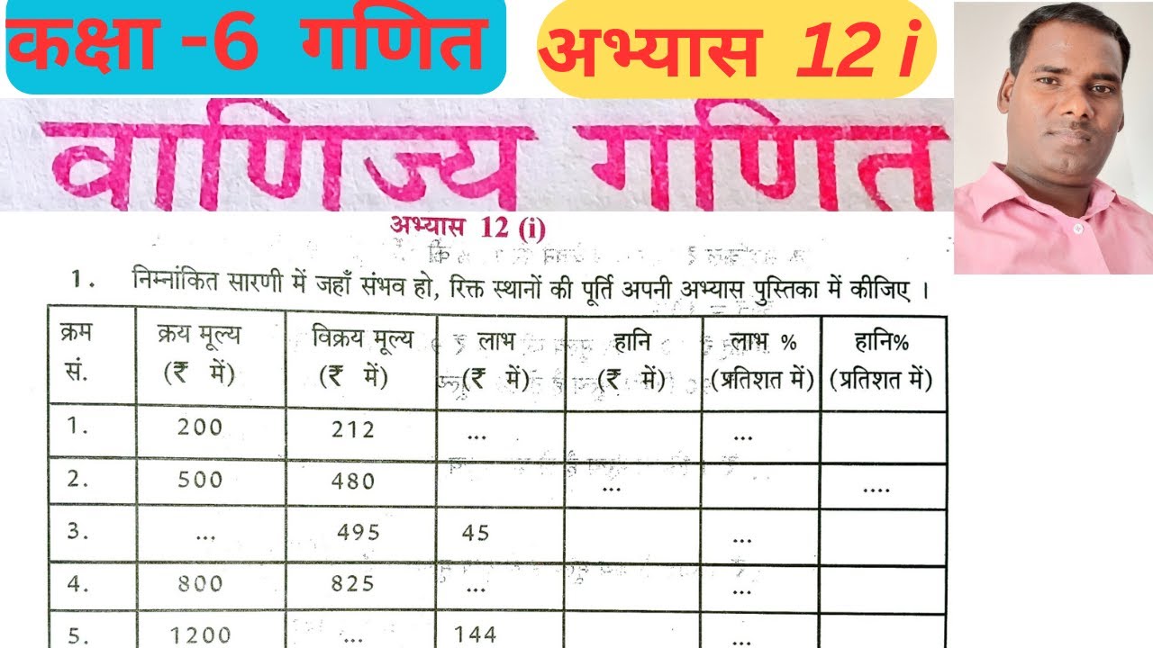 कक्षा 6 गणित अभ्यास 12i l वाणिज्य गणित यूपी बोर्ड / class 6 math abhyas  12.8 / #mathclass6Abhyas12i