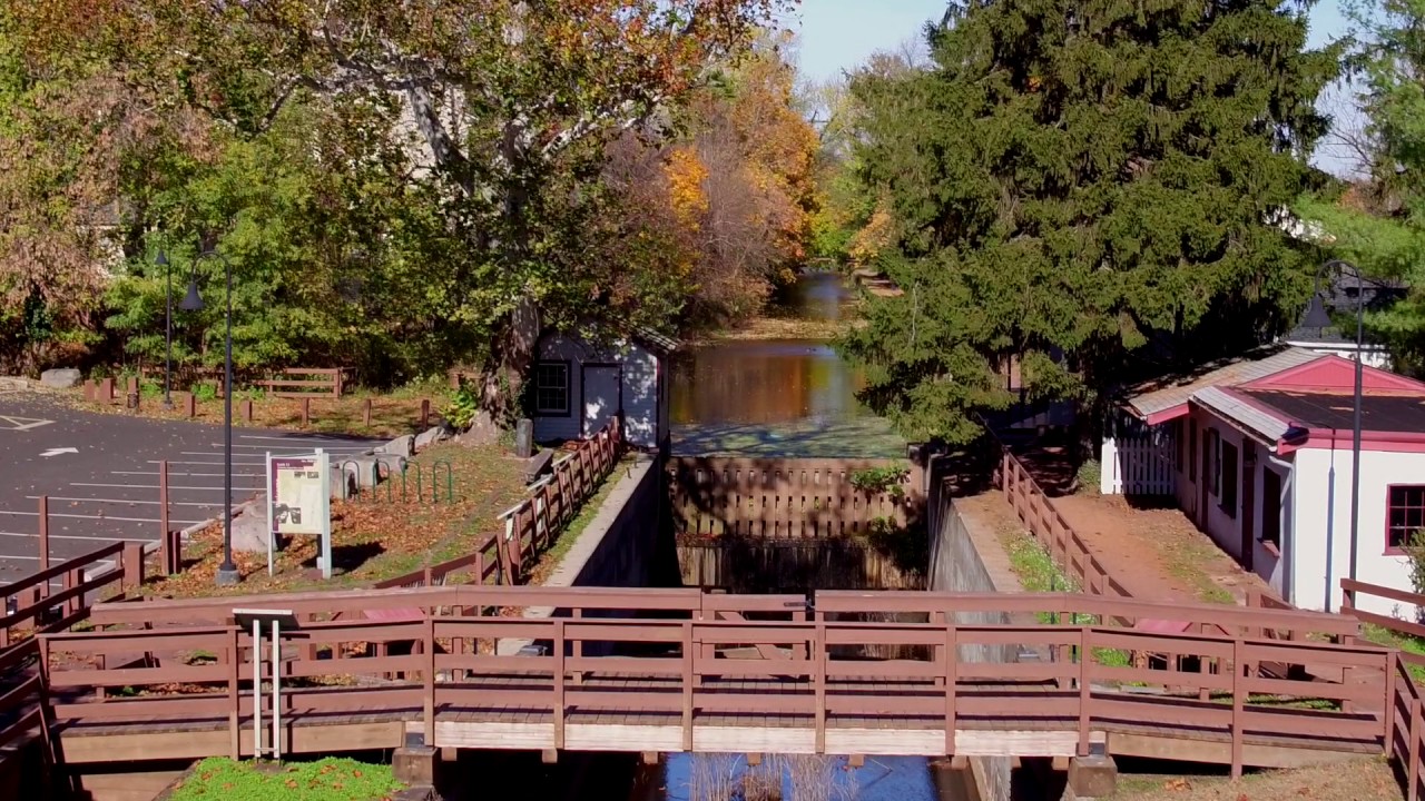 Aerial footage in Bucks County of the Delaware Canal