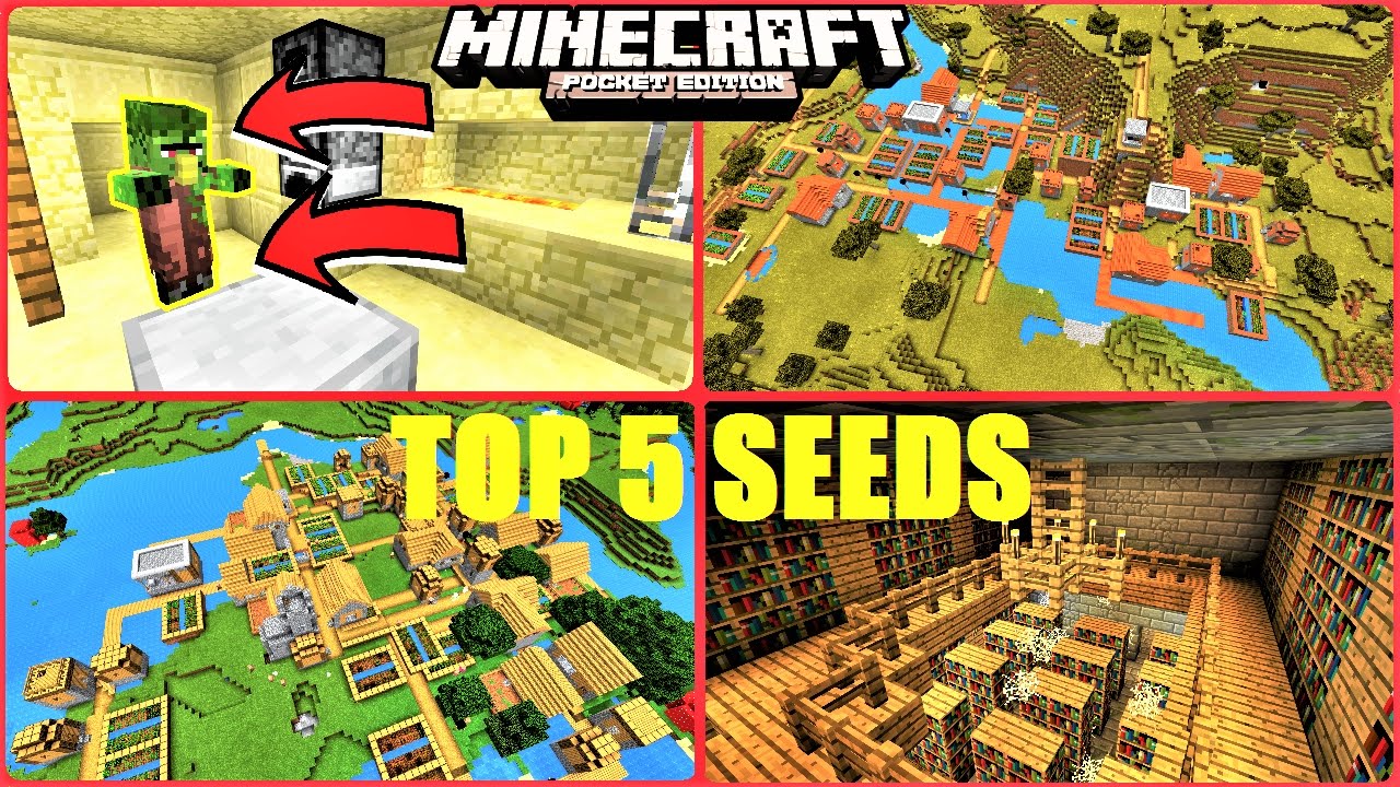 Minecraft PE - TOP 5 SEEDS ! EXTREMELY RARE VILLAGES !  STRONGHOLDS & MORE ! | MCPE 1.1