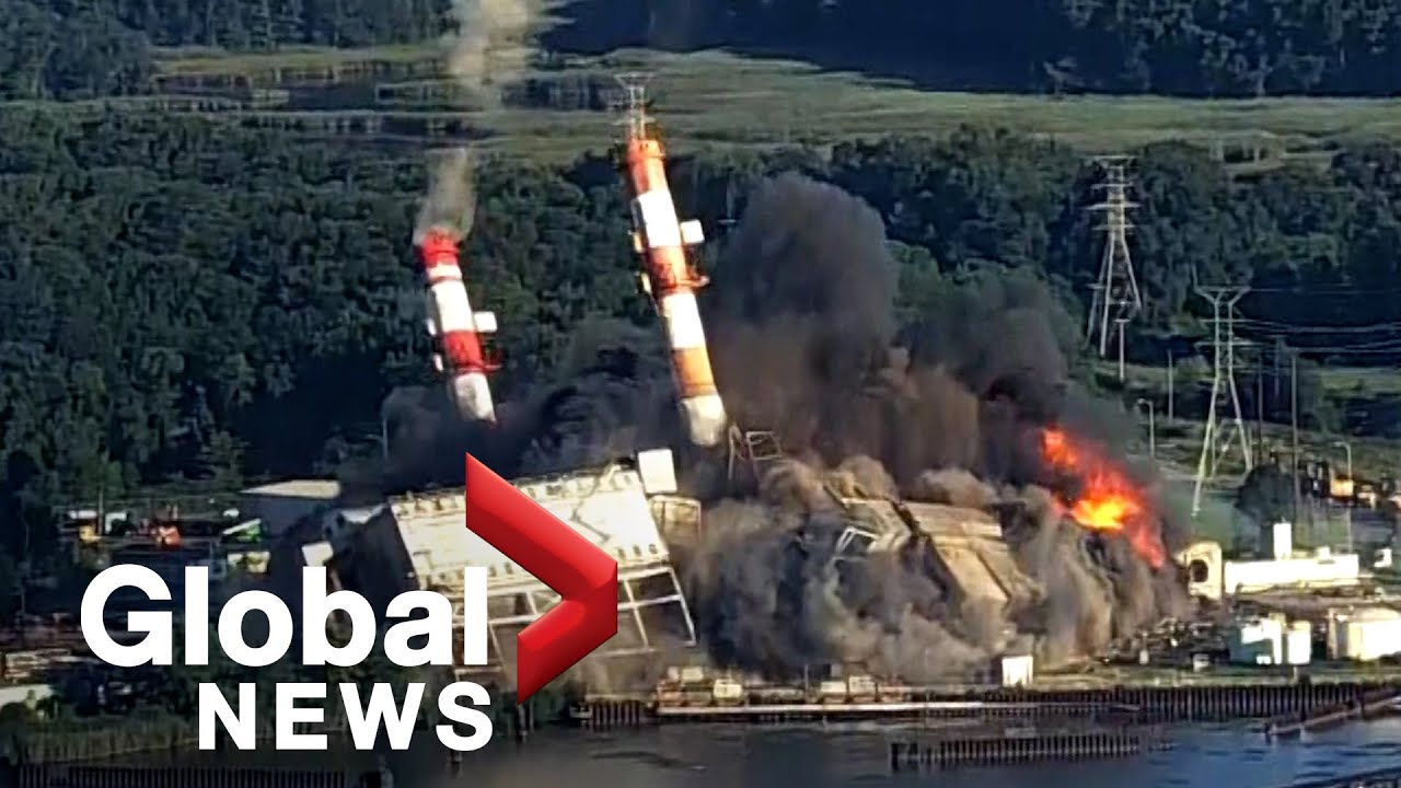 Spectacular implosion brings down former Maryland power station