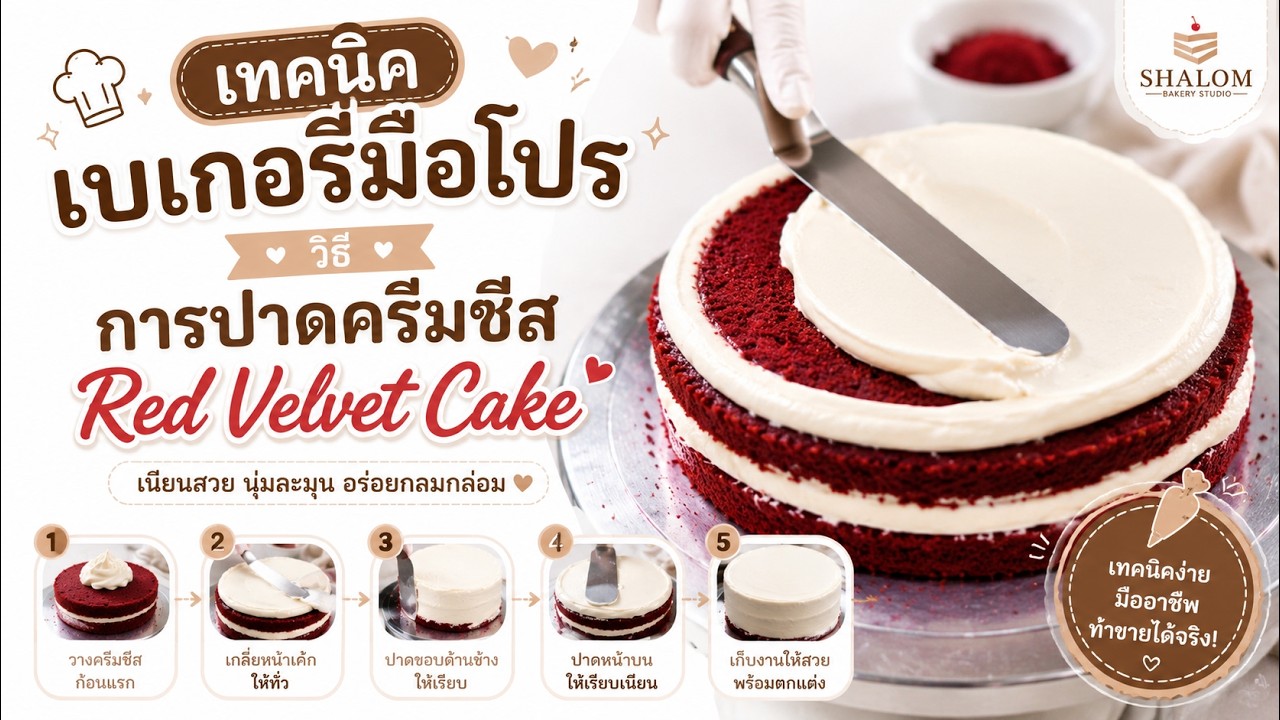 Ep : 18 วิธี ปาดครีมชีส “ Red velvet Cake”   | เทคนิคการทำเบเกอรี่ “ที่คุณต้องรู้