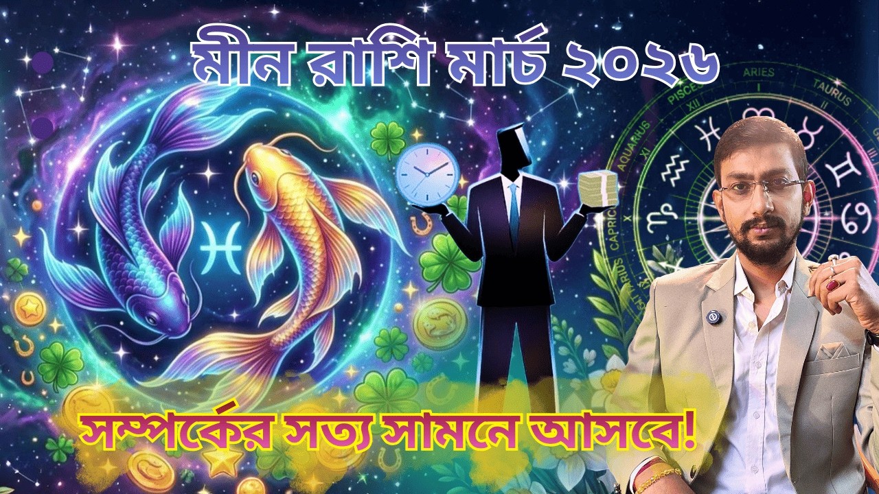 মীন রাশির মার্চ মাসের পূর্ণ জ্যোতিষ বিশ্লেষণ : কর্ম, অর্থ ও সম্পর্কে গুরুত্বপূর্ণ পরিবর্তন |