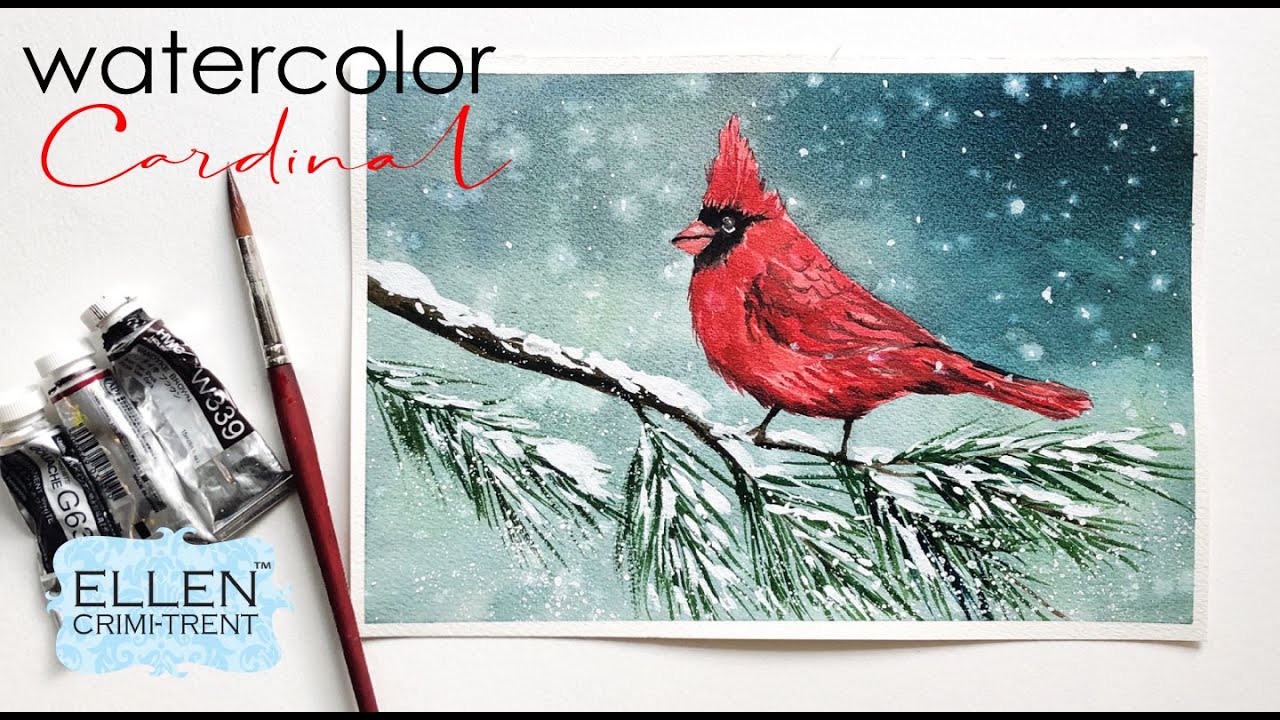 Winter Watercolor Cardinal Painting/ Christmas Card Ideas
