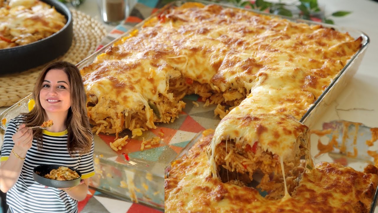 صينية الأرز بالدجاج بخلطة الفاهيتا 😋Chicken with rice and fajita