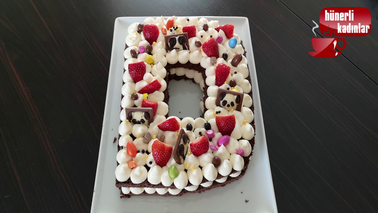 HARF YAŞ PASTA TARİFİ🎂D harfi DOĞUM GÜNÜ PASTASI NASIL YAPILIR