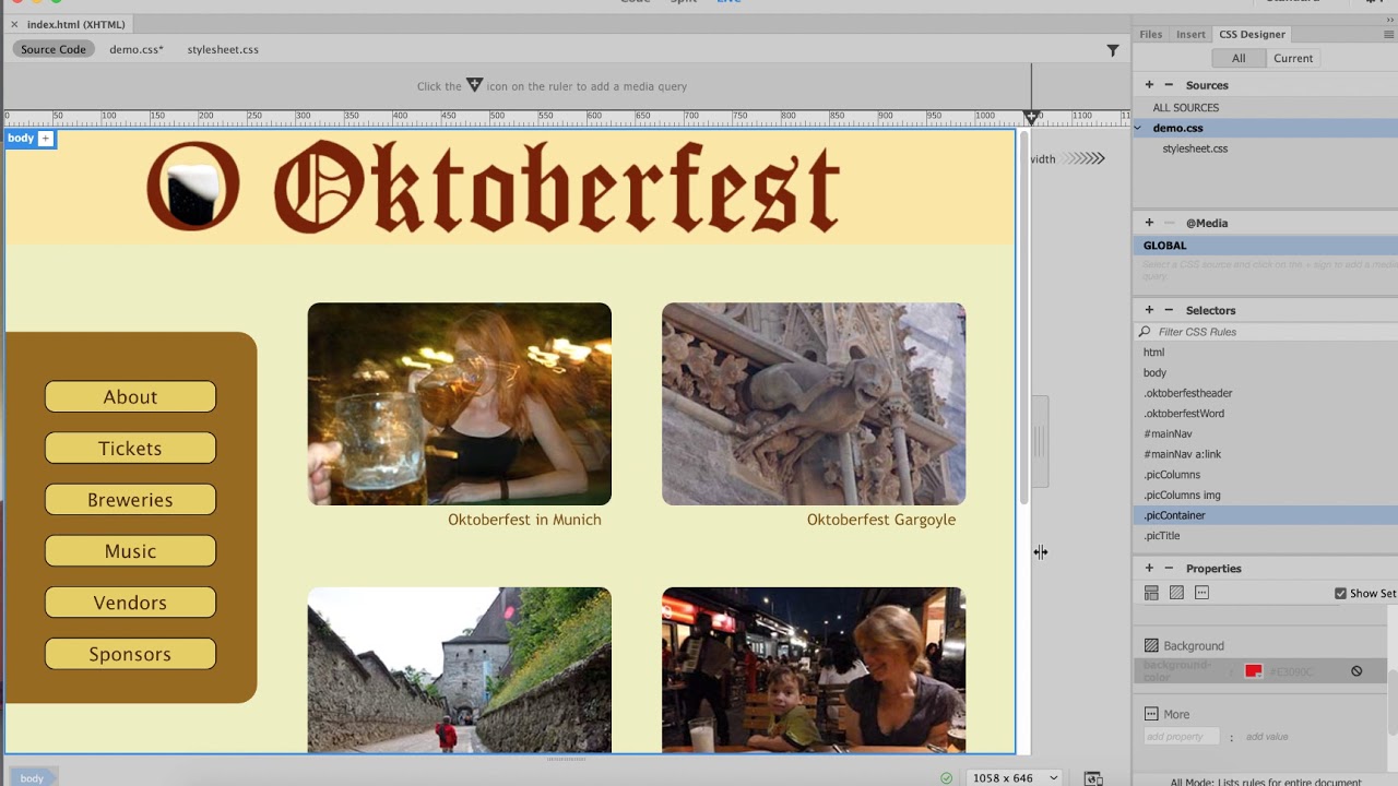 Media Queries in Adobe Dreamweaver 2020