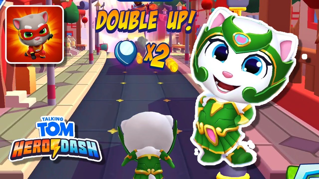 Talking Tom Hero Dash Emerald Angela in The Dark Night and Obstacle Crazy Events