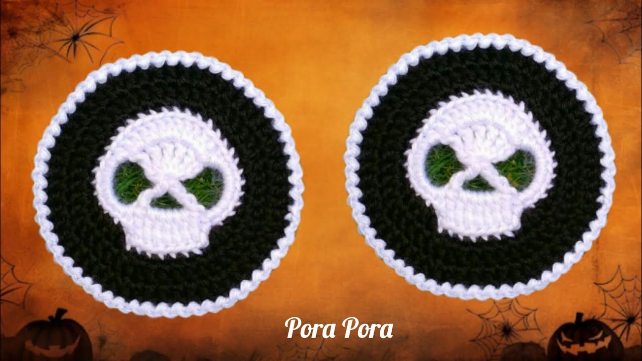 Crochet Skull Coaster I Crochet Halloween Coaster I Crochet Halloween Decorations