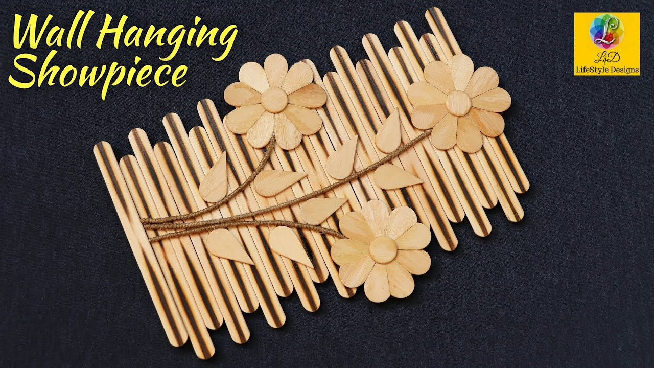 Wall Hanging Showpiece with Jute, Popsicle Sticks and waste Ice-Cream Spoons | DIY Home Decoration