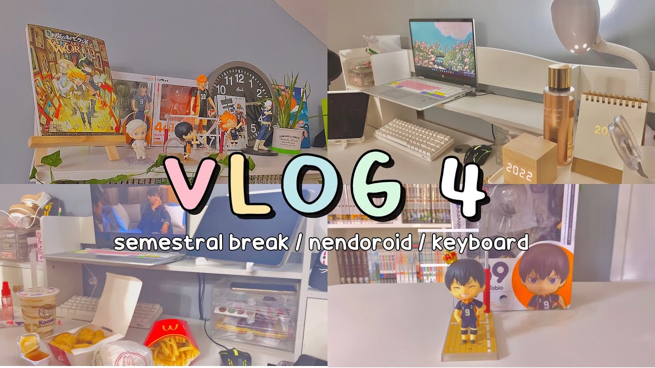 vlog 4 (｢･ω･)｢ // college break, kageyama nendoroid, RK68 keeb, manga 🌥️