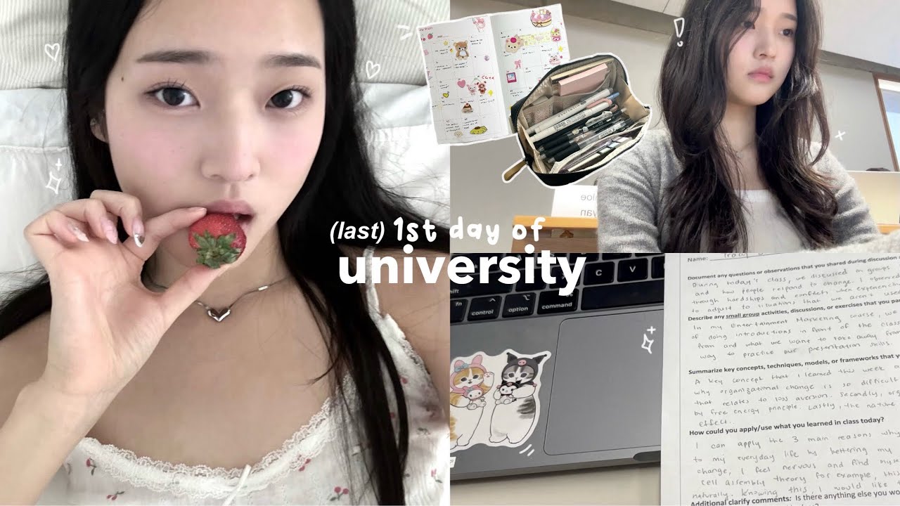 (last) first day of university vlog💌: grwm, long lectures, haircare routine, cute nails, busy days