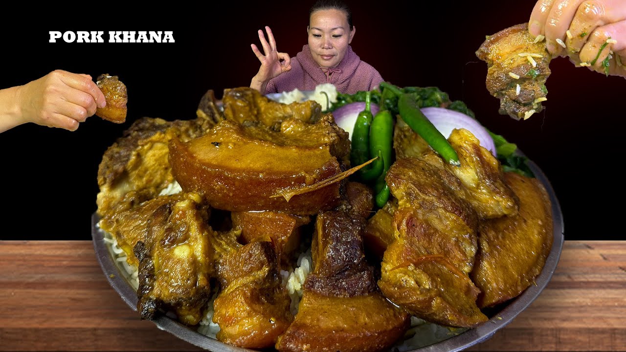 PORK MUKBANG !!🔥 SUNGUR KO MASU SANGA BASMATI RICE |🥵 PORK GRAVY WITH BASMATI RICE