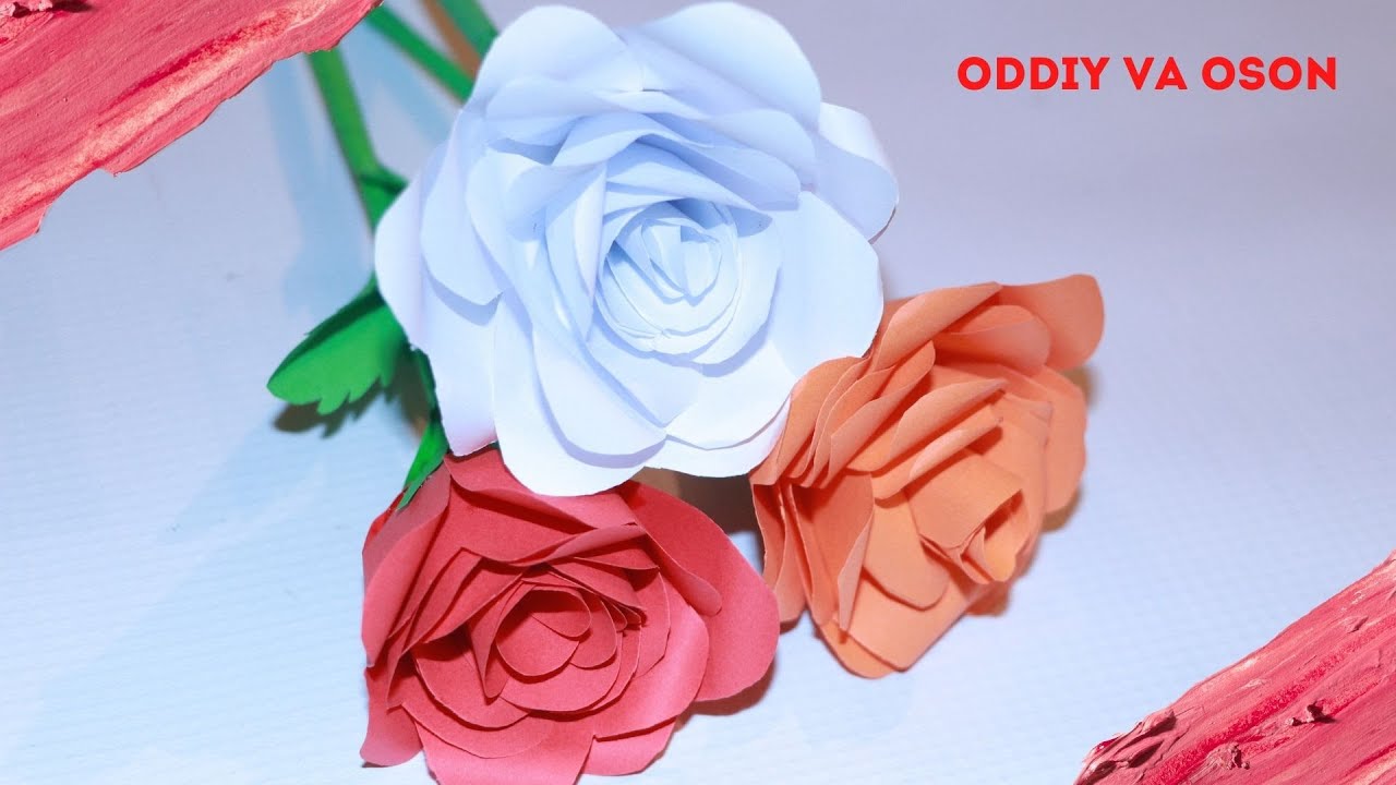 Qog`ozdan atirgul yasash/Qog`ozdan gul yasash oddiy va oson