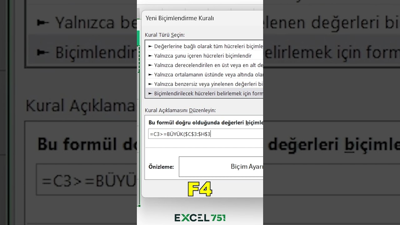 Excel'de Satırdaki En B&uuml;y&uuml;k 3 Rakamı Renklendirme | EXCEL751  #excel751 #excel
