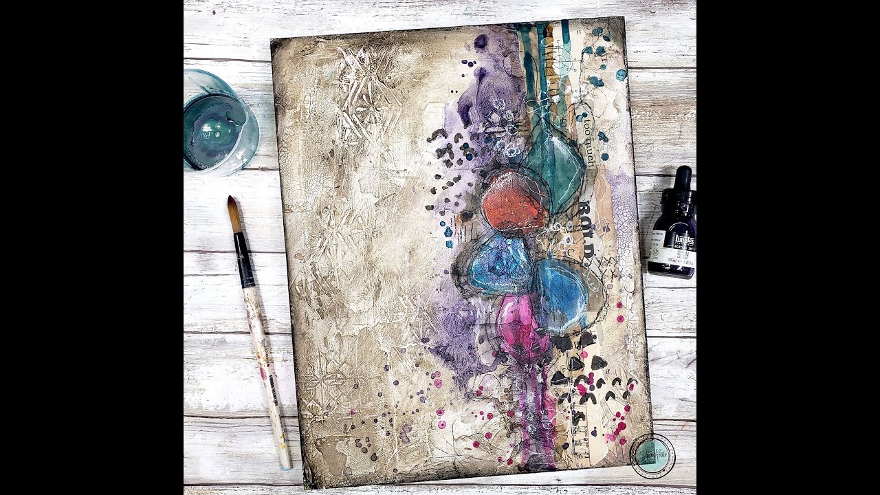 Stenciling with acrylic ink and layers of texture Sunday inspiration 3-14-21