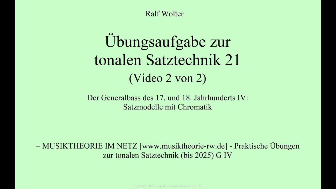 Übungsaufgabe zur tonalen Harmonik 21 (Video 2 von 2)