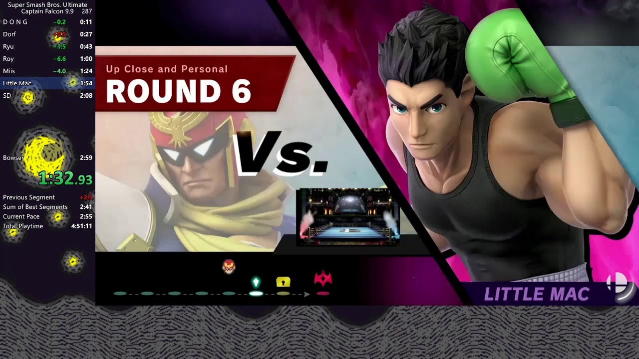 SSBU Classic Mode Speedrun - Captain Falcon 9.9 in 2m 53s