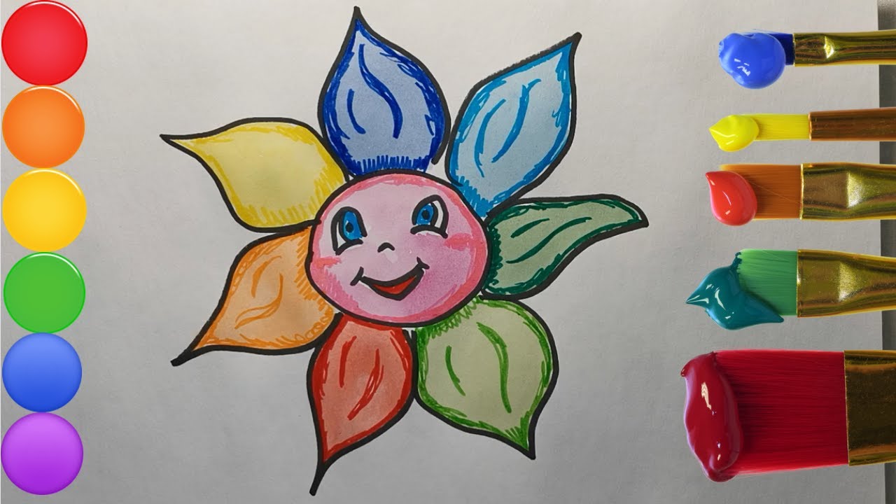 Draw a kind flower for children with a smile