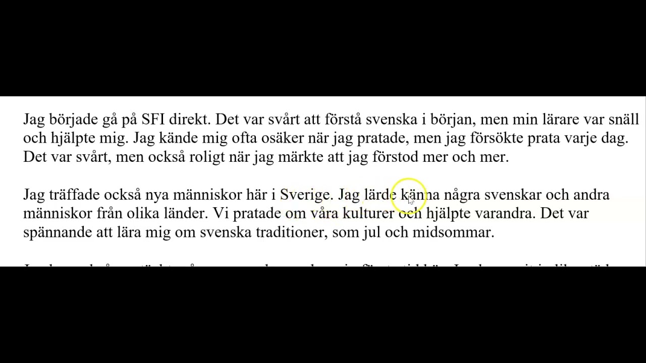 Exempelbrev första tiden i Sverige