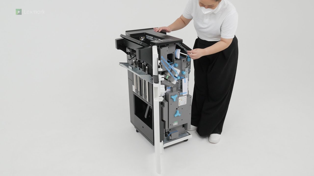 CS963/CX833/CX961/CX962/CX963—Installing the booklet finisher