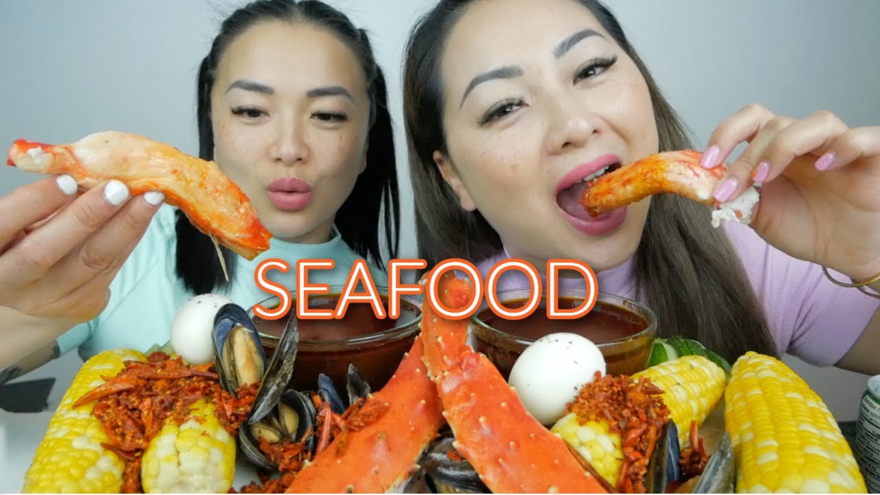 МОРЕПРОДУКТЫ С КАБАЧЬИМИ КРАБАМИ, МИДИЯМИ И сладкой кукурузой. Мукбанг с SAS ASMR и ляпами