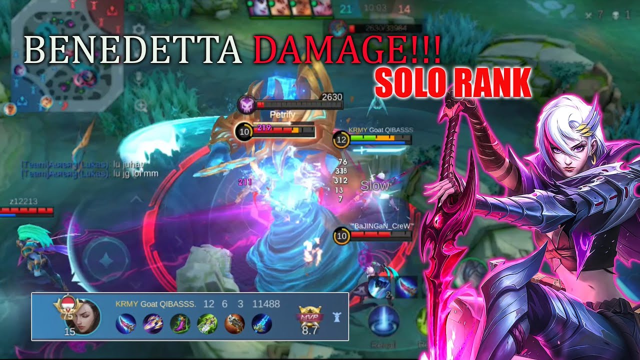 BENEDETTA SOLO RANK = INSANE DAMAGE!!! 🔥 | MVP Gameplay MLBB