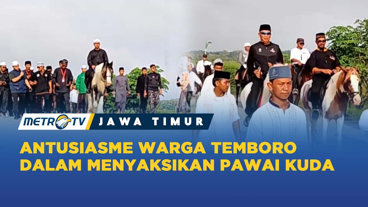 Pawai Ratusan Santri Berkuda Sambut Ramadan di Magetan