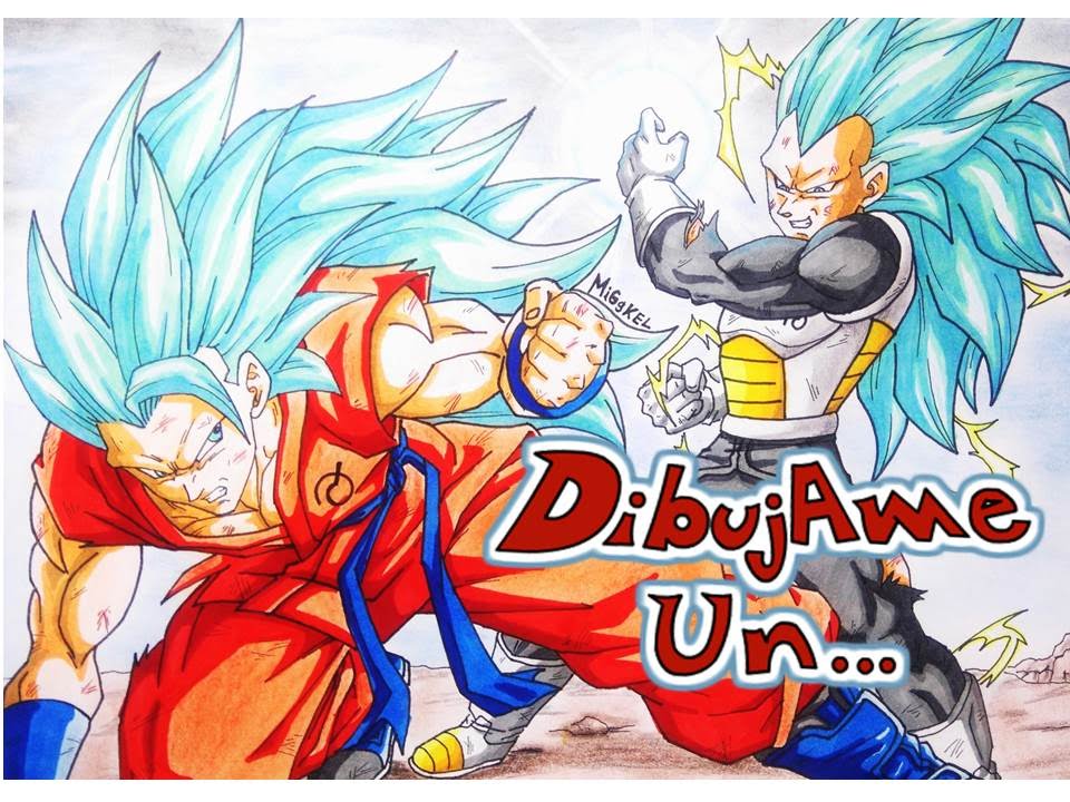 Como dibujar Goku VS Vegeta Ssj azul 3. How to draw Goku vs Vegeta ssj blue 3 Dragon Ball Super