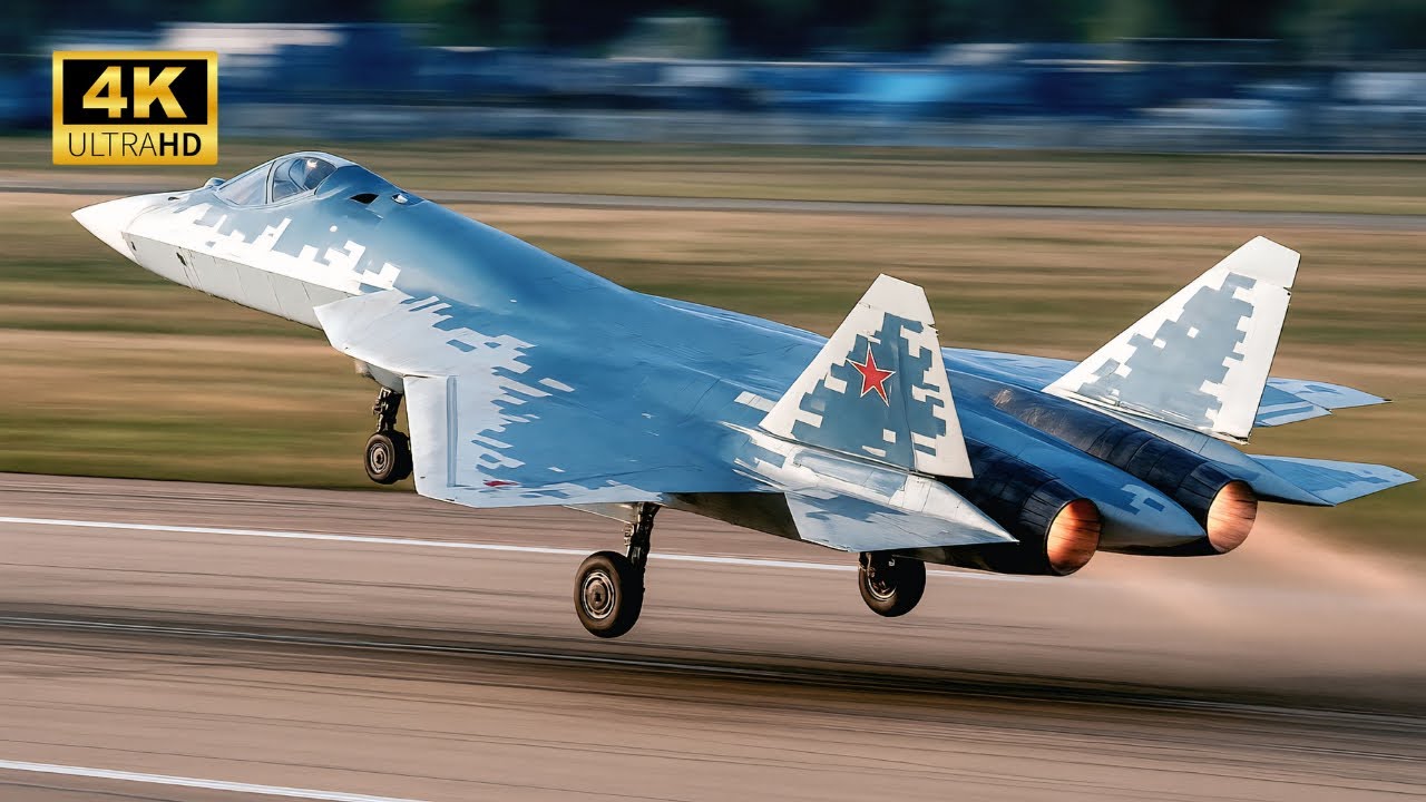 Russian Su-57 Felon Next Gen Stealth Fighter Jet | Powerful Take Off in 4K 60FPS