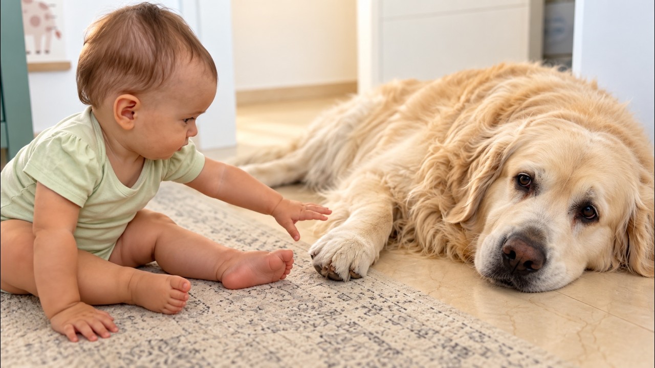 Baby Won't Let Her Golden Retriever Take a Nap