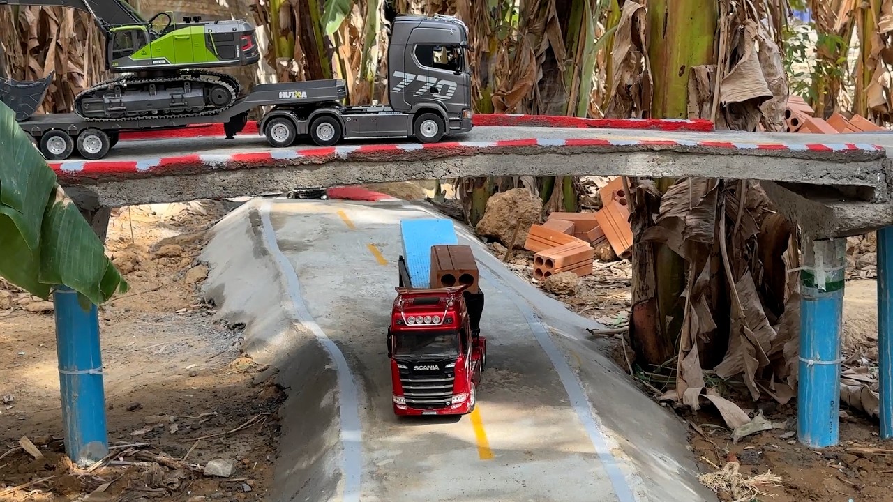 Truk RC Huina 1536, Truk Merci Muatan Tanah Merah  Excavator Besar Huina!!!